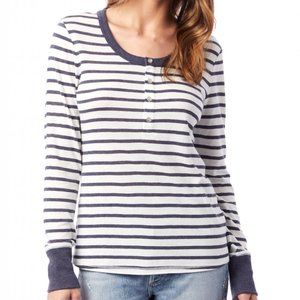 Alternative Apparel blue striped henley top